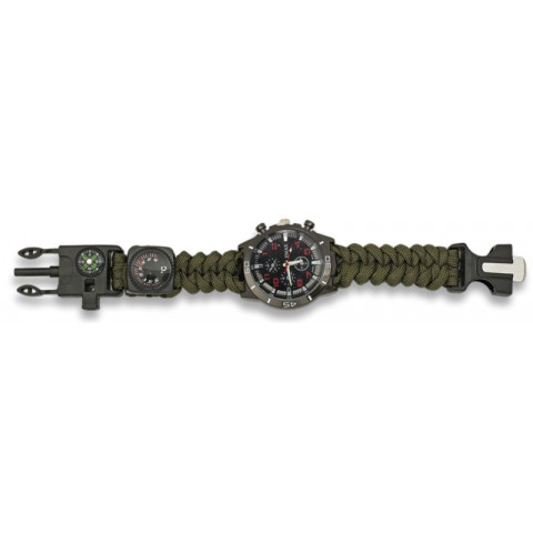 Reloj Paracord Táctico con brújula supervivencia verde Ref.33879-ve