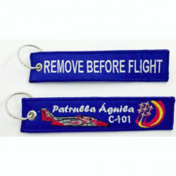Llavero Patrulla Águila Remove Before Flight azul bordado