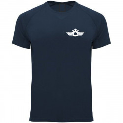 Camiseta Academia General del Aire Dry Fresh España azul marino + celeste