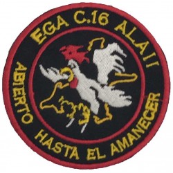 Parche EGA C.16 ALA 11 "Abierto hasta el amanecer". Escudo bordado