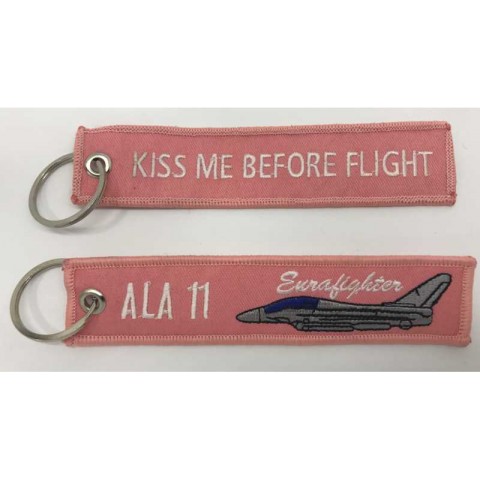 Llavero tela "Kiss me before flight" Ala 11 Eurofgihter