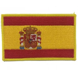 Parche bandera España con escudo. 8,5x5,5 cm Reglamentaria para uso en mono de vuelo y uniforme