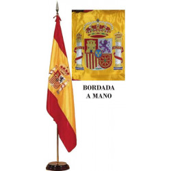 Bandera España constitucional bordada a mano para mástil despacho 150x100 cm