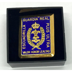 Distintivo metálico solapa Guardia Real Escuadrilla Plus Ultra "Valor Honor y Lealtad " fondo azul